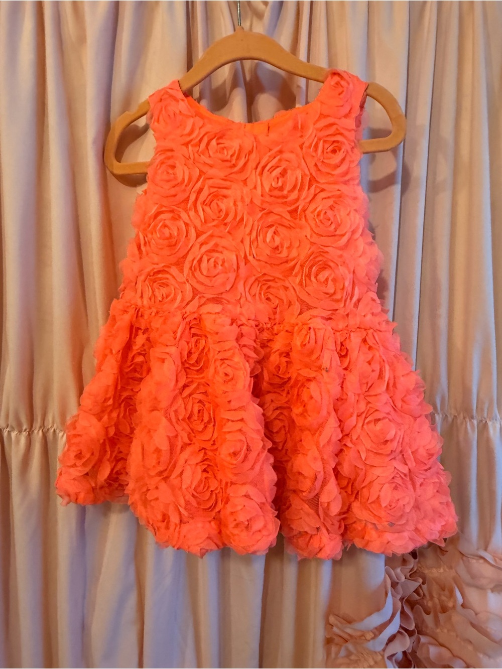 Rosette Textured Coral/ orange ish Party Dress